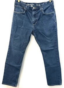 Carhartt  Rugged Flex Straight Fit 5-Pocket Medium Wash Blue Jeans Men's 34-30 - Picture 1 of 14