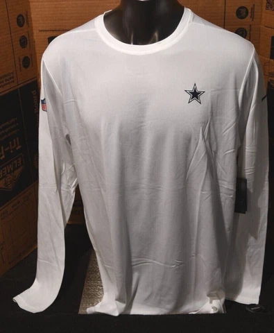 Dallas Cowboys on-Field Mens White Long Sleeve Nike Dri-Fit T-Shirt Size 2XL Cover