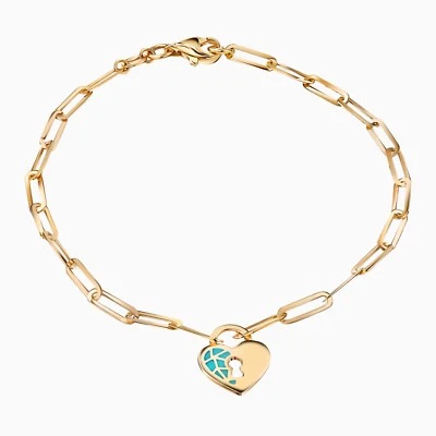 Pori Jewelry 14K Gold Turquoise Heart Lock Bracelet - Image 1 of 2