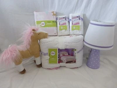 Juego de lámparas, fundas, sábanas, almohada decorativa Circo Wave & Wild Horse 9 piezas nuevo en paquete Foto 1 de 4