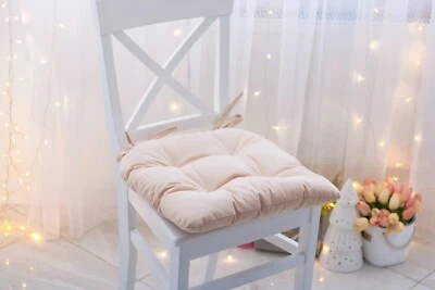 U-Shaped Chair Cushion with Ties — Warm Beige - Image 1 of 4