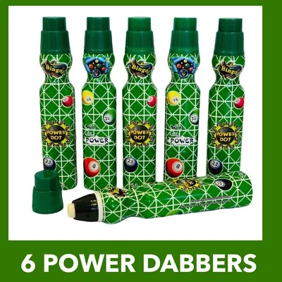 Bingo Dabber Dauber Power Dot 6 Green Dabbers Bingo Markers for Bingo Tickets - Image 1 of 2