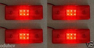 # 4 Trasero Trasero 12V LED Marcador Esquema Posición Luz ROJA Camión Camioneta Pickup Coche Autobús - Imagen 1 de 3