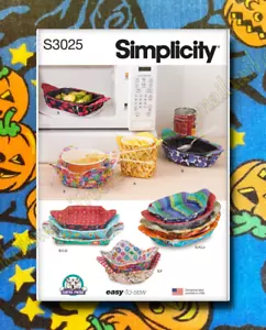 Simplicity S3025 Microwave Bowl Cozies Sewing Pattern new UNCUT 3025 - Picture 1 of 7