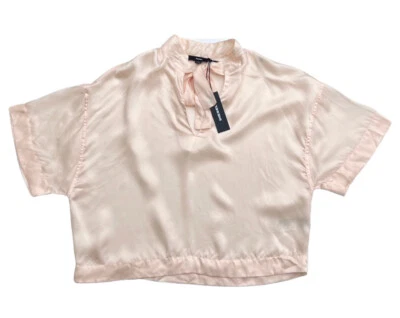 Camisa Top Diesel Para Mujer C-JIM-A Manga Corta Cuello Corbata Rosa Claro $148 Nueva con Etiquetas Foto 1 de 4