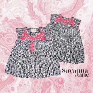 Top Savannah Jane Floral Bordado Negro Blanco Cebra Rosa S - Imagen 1 de 8