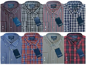 Camisas a cuadros con hilo de manga larga teñidas de polietileno algodón informales formales clásicas con botones - Imagen 1 de 22
