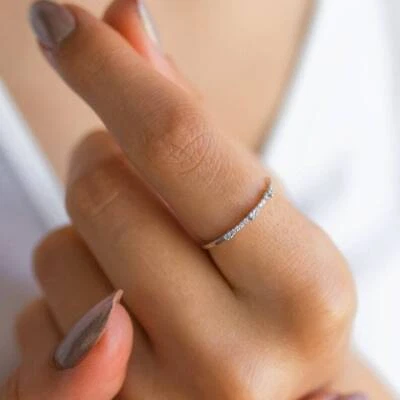 Обручальное кольцо с тонким бриллиантом 14 карат с золотым ободком обручальное кольцо вечность бриллиант драгоценный камень - Изображение 1 из 3