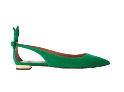 AQUAZZURA Pajarita Gamuza Punta Plana Verde Talla 39.5 Foto 1 de 4