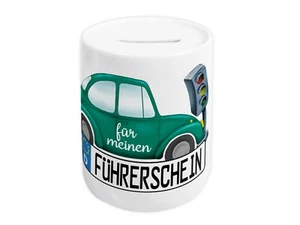 Spardose VW Käfer Führerschein | Sparbüchse Auto im Aquarell Look | Geschenk  - Bild 1 von 6