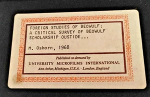 Foreign Studies of Beowulf: A Critical Survey of Beowulf ... Marijane Osborn  2c - Bild 1 von 9