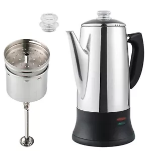 12 Cup Electric Coffee Percolator With Etl Approval Stainless Steel Coffee Maker - Picture 1 of 8