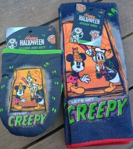 Disney Mickey Mouse Halloween Kitchen Towels 2 Pack & Silicone  Mini Mitt Set - Picture 1 of 2