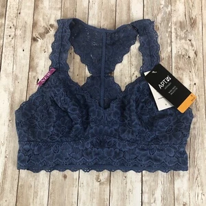APT 9 Intimates Wire Free Bralette Small Moonlight Blue Lace Racerback - Picture 1 of 14