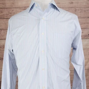 BROOKS BROTHERS SLIM FIT NON IRON STRETCH BLUE DRESS SHIRT MENS 16 32 **READ** - Picture 1 of 9