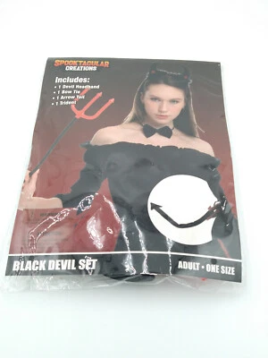 Juego de 4 accesorios de disfraz de diablo incluye cuernos, pajarita, cola de flecha, tridente Foto 1 de 3