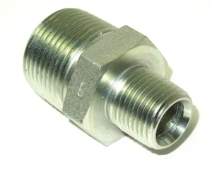 3/8" x 1/4" Male NPT Hex Nipple Plated Steel Hydraulic Adapter New 5404-06-04 - Picture 1 of 2