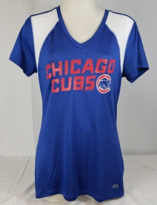 Nueva Camisa Para Mujer Mercancía Genuina MLB Chicago Cubs TX3 Genial Cuello en V Foto 1 de 3