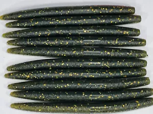 12ct 5 Zoll grüner Kürbis Gold Flash Senko Stil weicher Kunststoff Bass Angeln Köder - Bild 1 von 3