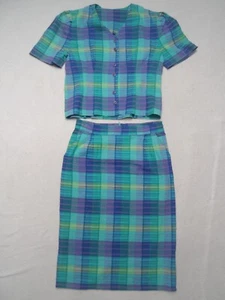 FALDA SEERSUCKER VINTAGE AÑOS 80 TRAJE DE ORIGEN FRANCÉS - Imagen 1 de 2