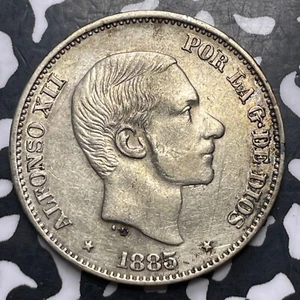 1885 Spanish Philippines 50 Centimos Lot#MK252 Silver! - Picture 1 of 2