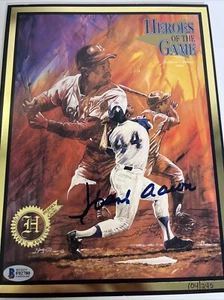 Autografo certificato Hank Aaron Braves firmato Beckett 1994 rivista auto - Foto 1 di 12