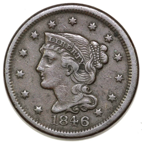 1846 1c N-18 Braided Hair Large Cent Cover