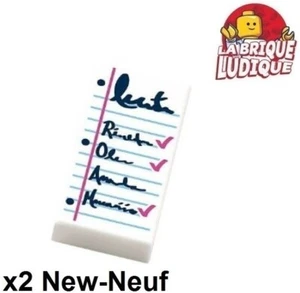 LEGO 2x Tile Decorated 1x2 Notepad Block Note List Paper White 3069bpb0538 New - Picture 1 of 1