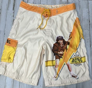Vintage AC/DC HIGH VOLTAGE LP Dragonfly Rockware Swim Surf Board Shorts Size 36 - Picture 1 of 9