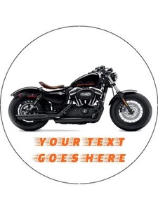 Motorbike / Harley Personalised Message 7.5" Round Edible Icing Cake Topper - Picture 1 of 1