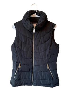 Calvin Klein Duck Down Puffer Vest Women’s Small Black Full Gold Zip Sleeveless - Image 1 of 4