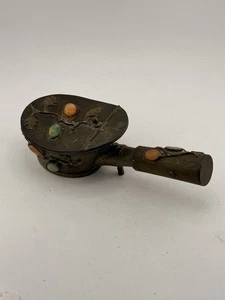 Antiker chinesischer Messing Metall Deckel Asche Halter Kochgefäß Blatt Designs - Bild 1 von 5