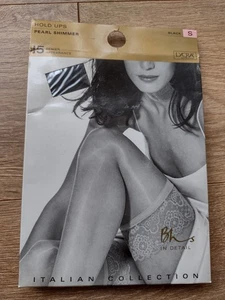 Pearl Shimmer Hold Ups. Black. S - Picture 1 of 2