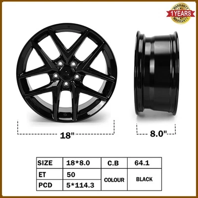 New 18" x 8" Gloss Black Alloy Wheel Rim Replacement for 2016 -2024 Honda Civic - Image 1 of 4