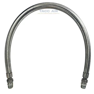 1" x 48" Braided Stainless Steel Flexible Compressed Air Line Flex Hose - Picture 1 of 5