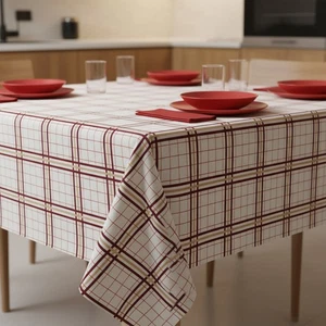 Tablecloth 140x240 cm with 12 napkins in orange SQUARE panama - Picture 1 of 2