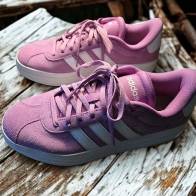 Adidas Womens Vl Court Light Vibrant Purple Platform Sneakers with White Stripes - Image 1 of 4