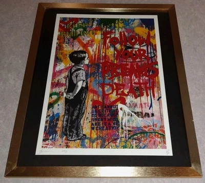 DEATH NYC ltd ed signed FRAMED street art print 45x32cm MBW Follow Your Dreams - Image 1 of 2