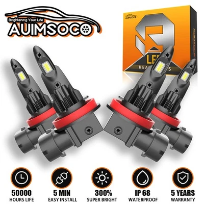 For Jeep Grand Cherokee WK 2022 4PCS H9+H11 LED Headlight Bulb Hi/Lo Beam White - Image 1 of 4