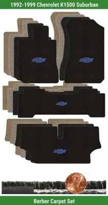 Juego de alfombrillas bereber personalizadas para Chevy K1500 Suburban 92-99 con logotipo (4 piezas) #BUH Foto 1 de 4
