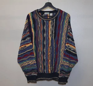 Vintage 90s Alfani 3D Knit Coogi Style Crewneck Pullover Sweater Multicolor XL - Picture 1 of 5