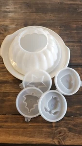 Tupperware Vintage Geleeform Jel-N-Serve Form & 4 Dichtungen weiß  - Bild 1 von 12