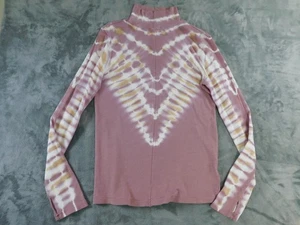 We The Free People Shirt Womens XL Purple Tie Dye Mock Neck Boho Pullover - Picture 1 of 15