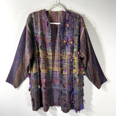 Blazer artístico tejido colorido para mujer talla mediana sin forro gordito shabby chic hippie Foto 1 de 4