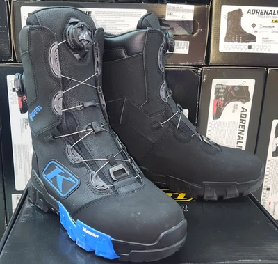 BOTAS DE MOTO DE NIEVE KLIM "ADRENALINE PRO S GTX" DUAL BOA NEGRAS/AZULES PARA HOMBRE EE. UU. 12 Foto 1 de 4