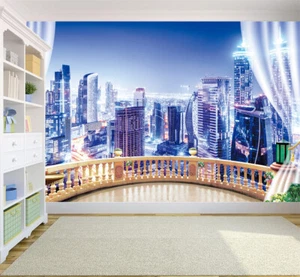 3D Balcony New York City Building Self-Adhesive Wallpaper Wall Murals Poster - Picture 1 of 5