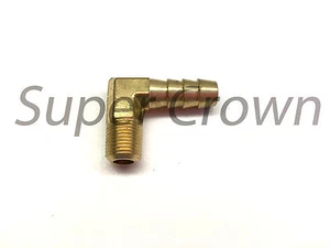 Brass Fittings Male Hose Barb 90° Elbow, Hose ID 5/16", Male Pipe Size 1/8" NPT - Picture 1 of 3
