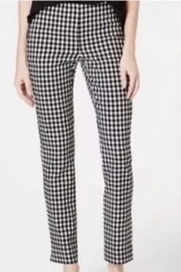 J Jill Essential Cotton Stretch Black White Gingham Check Pull On Ankle Pants 12 - Picture 1 of 6