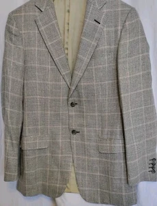 Dunhill Luxury Used 50R Belgravia Glen Check Men's Jacket Italy Wool Silk Linen - Picture 1 of 13