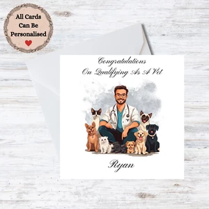 Personalised Male Vet Card -  Qualifying Congratulations Customisable Name - Picture 1 of 1